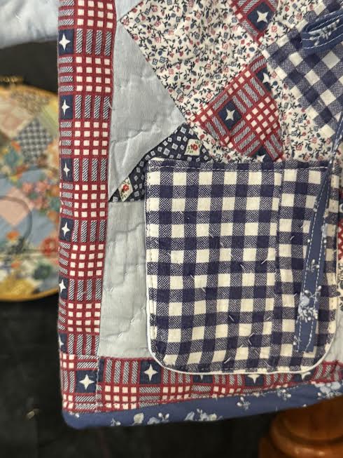 Vintage Quilt Toddler Coat – 2T Red, White &  Blue with Peter Pan Collar