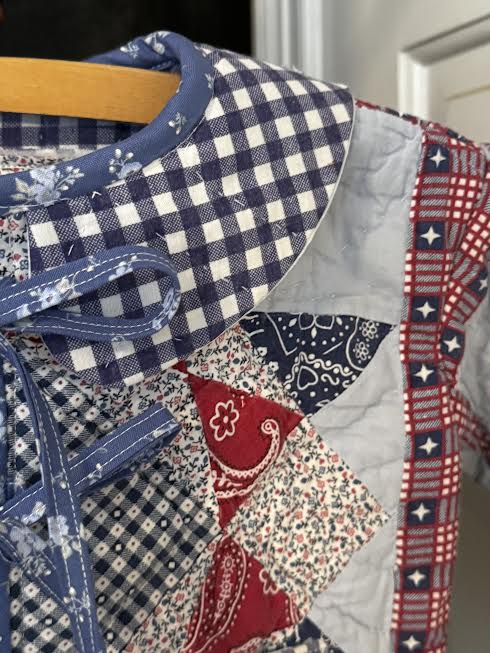 Vintage Quilt Toddler Coat – 2T Red, White &  Blue with Peter Pan Collar