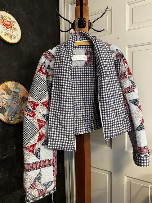 Oversized Vintage Quilt Cropped  Coat – Cottagecore Style (S/M Fit)