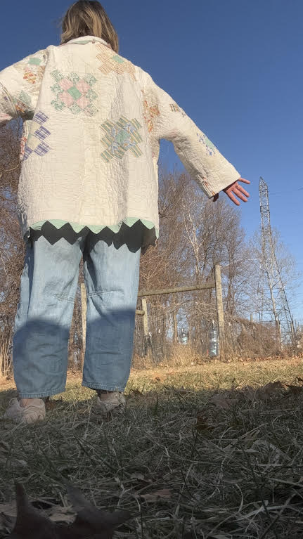 Vintage Quilt Coat - 1940's Nine Patch