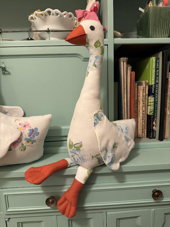 Heirloom Party Goose- Vintage Quilt Stuffed Animal (16")