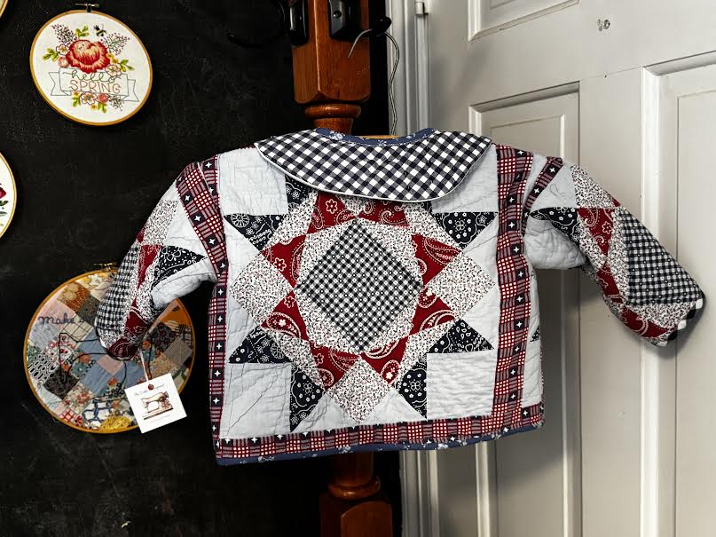 Vintage Quilt Toddler Coat – 2T Red, White &  Blue with Peter Pan Collar