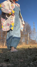 Vintage Quilt Coat - 1940's double wedding ring quilt