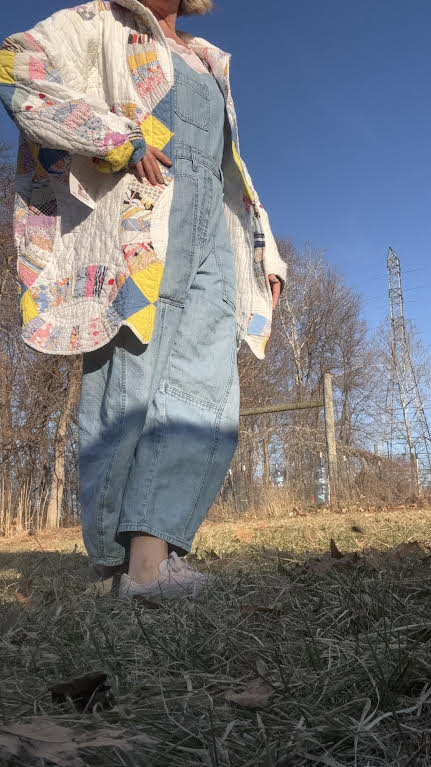 Vintage Quilt Coat - 1940's double wedding ring quilt