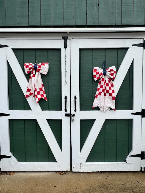 Vintage Quilt Patriotic Door Hanger Bow – America 250th Anniversary