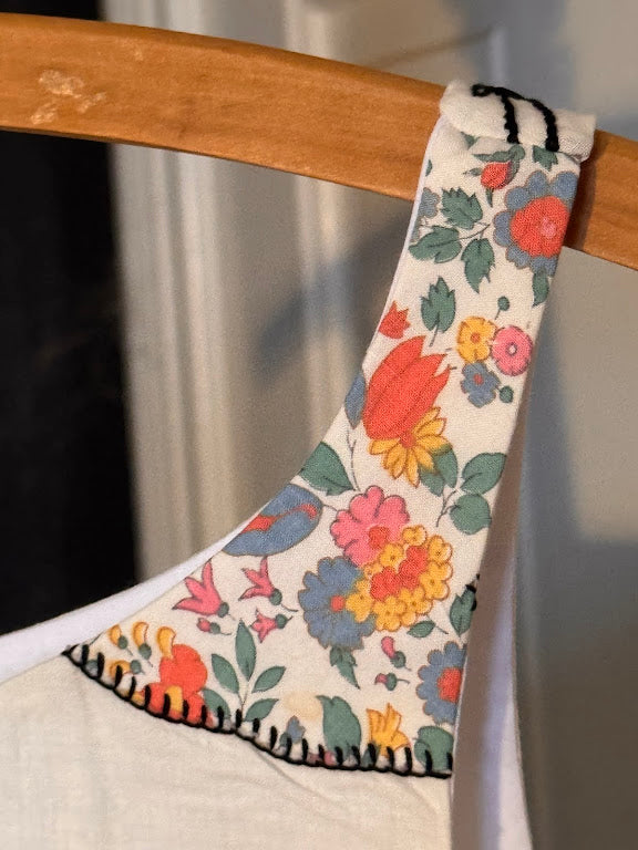 Handmade Vintage Linen & Quilt Top – Side-Tie Detail - small