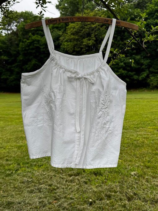 Handmade Vintage Linen & Quilt Top  Small