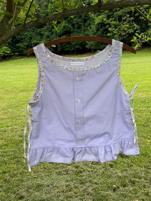 Handmade Vintage Linen & Quilt Top – Side-Tie Detail -  Small