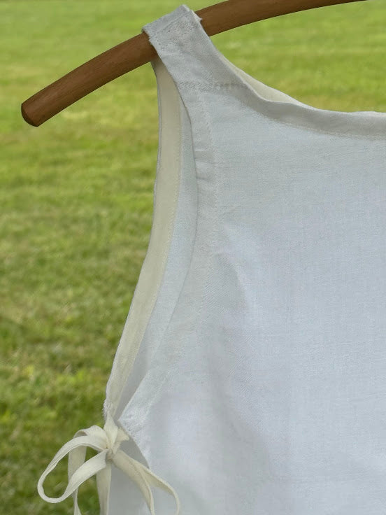 Handmade Vintage Linen & Quilt Top – Side-Tie Detail - XS