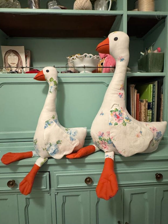 Heirloom Party Goose- Vintage Quilt Stuffed Animal (16")