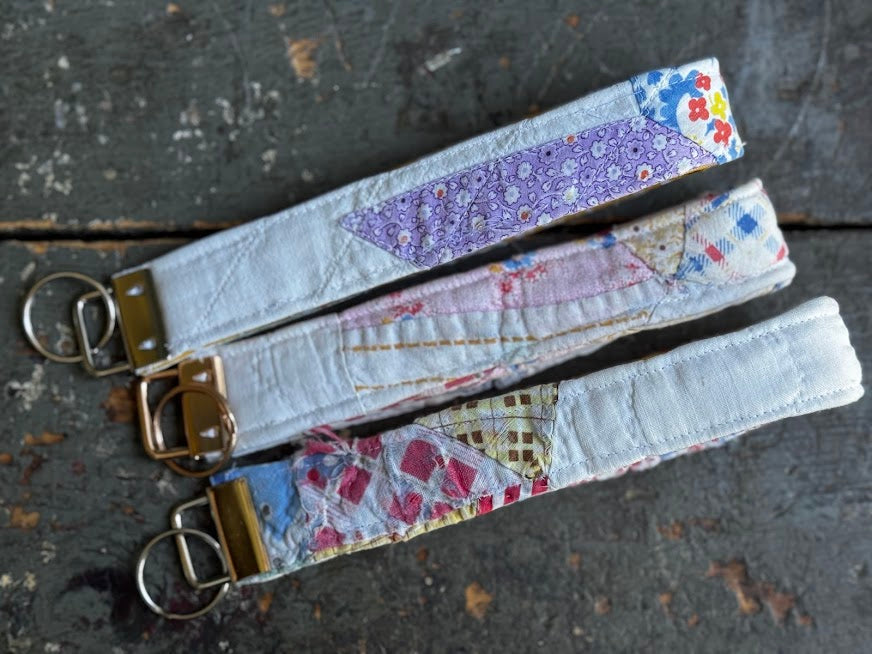 Vintage Quilt Wristlet Key Fob – 6.5" Long