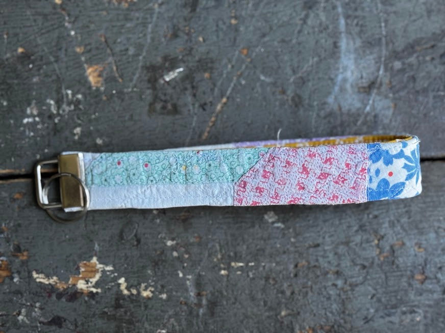Vintage Quilt Wristlet Key Fob – 6.5" Long