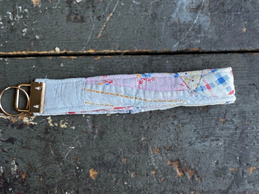 Vintage Quilt Wristlet Key Fob – 6.5" Long