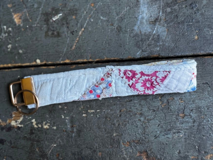 Vintage Quilt Wristlet Key Fob – 6.5" Long