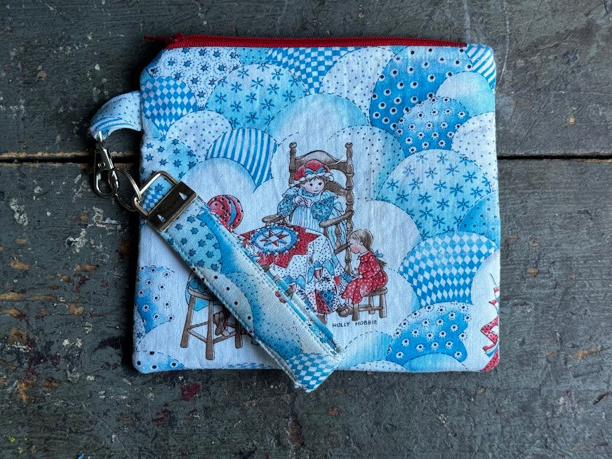 Vintage 1976 Holly Hobby Betsy Ross Zipper Pouch with Key Fob